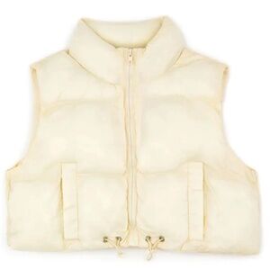 Cream Crop Puffer Vest Large